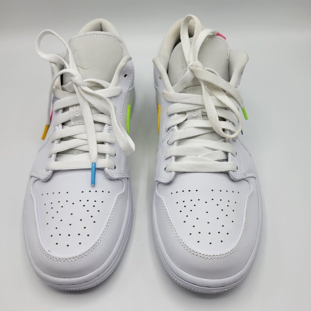 Nike Air Jordan 1 Retro Low Men Size 10 CW7033-100 Swoosh Shoes Whit Multicolor - Picture 11 of 14